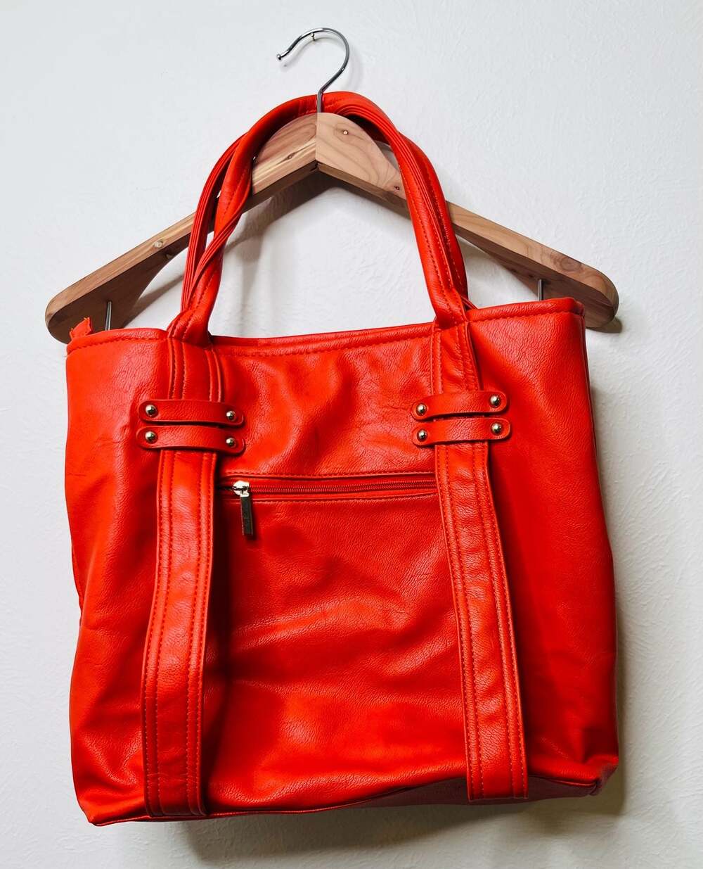 Tangerine Dream Faux Leather Tote | Bold Retro Statement Bag